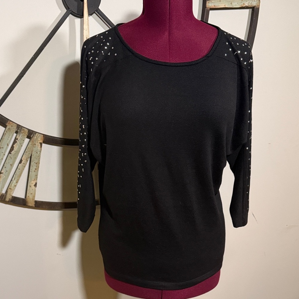 Retrelogy Black Studded Sleeve Top